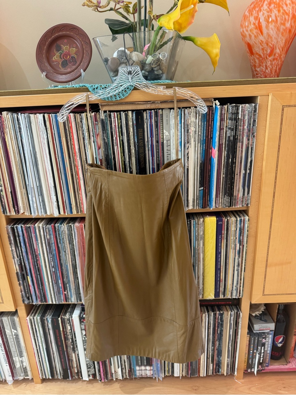 PRICE DROP: LINDA ALLARD for ELLEN TRACY, lined,6,CARAMEL LAMBSKIN LEATHER SKIRT